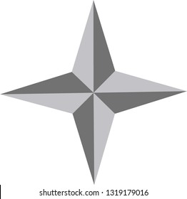 four point gray star - icon vector