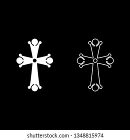 Four pointed cross drop shaped Cross monogram Religious cross icon set white color vector illustration flat style simple image