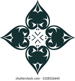 Four Pointed Spade Decal Icon Motif