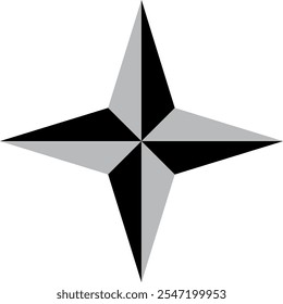 Una estrella de cuatro puntas de color gris