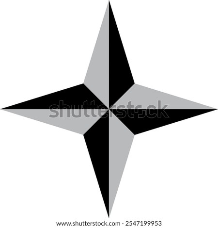 A four pointed star of grey color