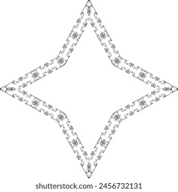 Cuatro puntas forma de estrella marcos vintage flor corona marco hoja Vector floral borde marcos de imagen Rama laurel silueta botánica negro Elementos decoración 