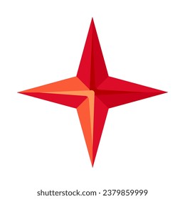 Four pointed star twinkle 2D cartoon object. Sparkle decoration isolated vector item white background. Xmas Christmas shine. Burst star. Magical starry shape color flat spot illustration