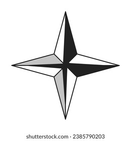 Four pointed star twinkle black and white 2D cartoon object. Sparkle decoration isolated vector outline item. Xmas Christmas shine. Magical starry shape monochromatic flat spot illustration