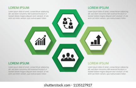 Four points process chart. Creative concept for infographic, templates, presentation, report. Can be used for topics like planning, management, teamwork.