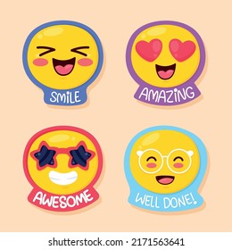 four positive messages set stickers