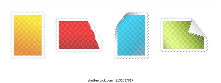 Four postage stams design templates with placeholders for your graphic or photo - simple postage stamps design template in four versions