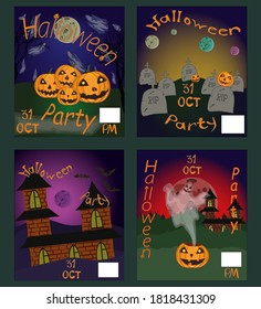 Four posters dedicated to the Halloween party
