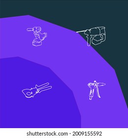 Cuatro iconos vectoriales de herramientas de potencia