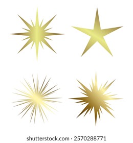 Four premium of five angles stars on dark background and Premium star button, option, chart and process button design. and four premium dark level with gold color buttons.