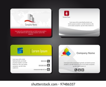 four presentation cards over black background. vector