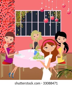 four pretty girls party