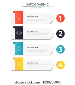 Four process infographic design template with icons and number. Vector for company and corporate business project and presentation. Eps 10