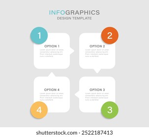 Four process infographic design template. Business presentation, process, strategy, planning, and diagram. Vector illustration.