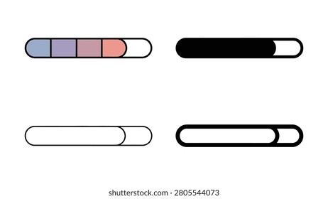 Four progress bar icons in different colors and styles on white background