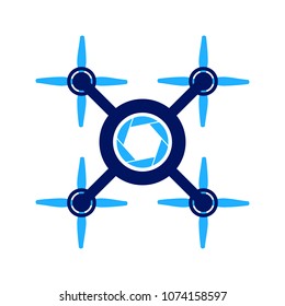 Four Propeller Aero Drone Symbol Graphic Logo Design