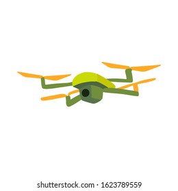 Four propeller remote controlled drone with a video camera. Vector illustration  isolated on white background. 
