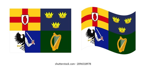 La bandera de las cuatro provincias de Irlanda. Leinster, Munster, Connacht y Ulster. Ilustración vectorial. Todo aislado en un fondo blanco.