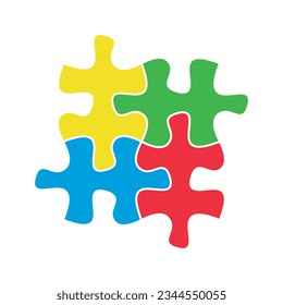 Four puzzle colorful pieces vector illustration isolated on white background.

