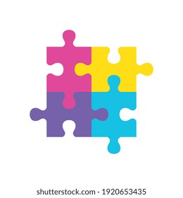 four puzzle game pieces toys icon vector illustration design