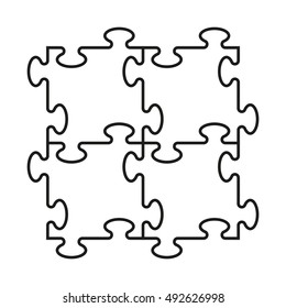 Four puzzle, piece puzzle, business puzzle, presentation puzzle. Circle puzzle infograph. 4 puzzle step process puzzle diagram. Four puzzle section puzzle compare banner Square puzzle schedule diagram