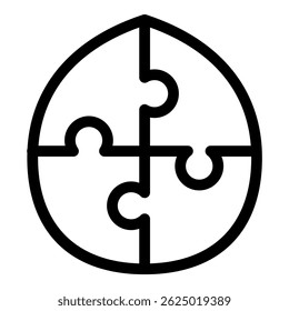 Quatro peças de quebra-cabeça estão conectadas, criando uma forma circular, simbolizando a resolução de problemas e a unidade