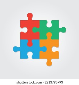 Four puzzle  pieces flat icon, vector, symbol, Can be used for web, print, and mobil