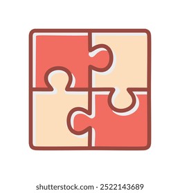 Four puzzle pieces. Four puzzle pieces interlock perfectly, symbolizing unity, collaboration, and shared success.