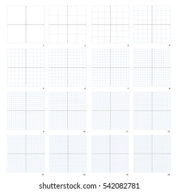 Four Quarter Coordinate Plane. Variations From One To Sixteen.
