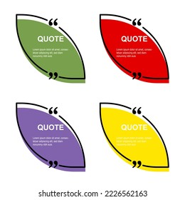 Four quotes of different color on white background. Vector illustration.