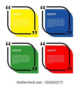 Four quotes of different color on white background. Vector illustration.