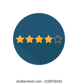 Four rating star. Customer review, rating, quality and level concept. Vector
