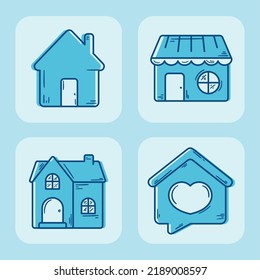 four real estate set icons