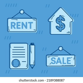cuatro elementos de conjunto inmobiliario