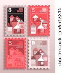 Four Real Estate vector postage stamp options.