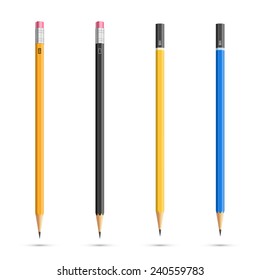 Four realistic vector pencils with diferent classic design