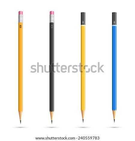Four realistic vector pencils with diferent classic design
