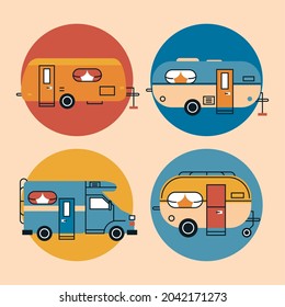 four recreational vehicles set styles