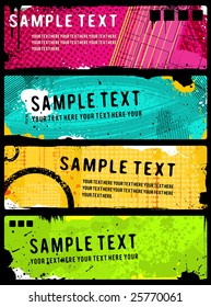 Four rectangular grunge banners.