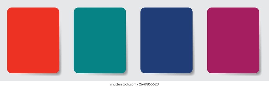 Quatro formas retangulares com cantos arredondados são organizadas horizontalmente contra um fundo cinza claro. 