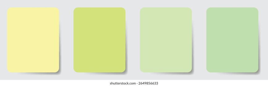Four rectangular shapes with rounded corners are arranged horizontally against a light gray background. The shapes are filled with solid, soft pastel color.