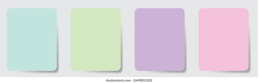 Four rectangular shapes with softly rounded corners are arranged horizontally against a light gray background. 