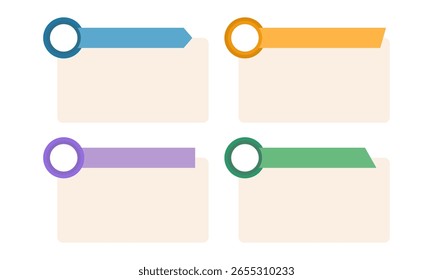 Four rectangular text boxes with colorful arrow headers. Ideal for presenting information, step-by-step instructions, and structured content display