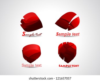 Four red 3D graphical symbols with text box