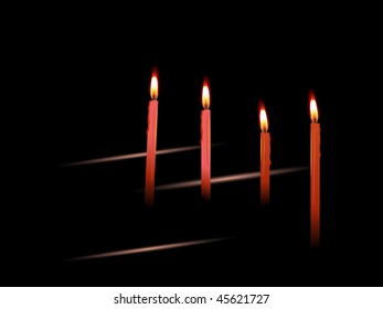 Four red candles - vector illustration