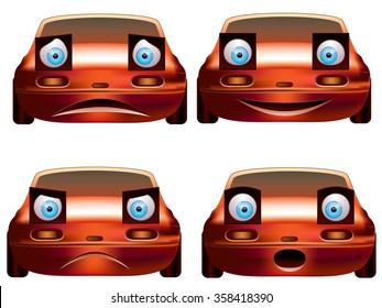 Four red car emojis