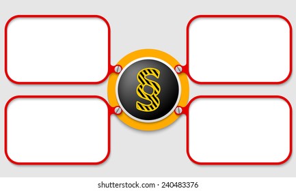 four red frames for text and paragraph