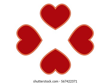 four red hearts