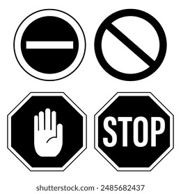 four red stop sign, stop symbol vector illustration.