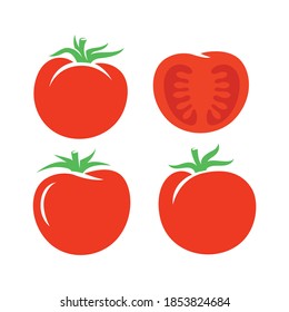 Cuatro tomates rojos utilizados en el diseño.